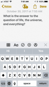 Screenshot of Notes app