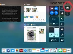 View of new control center on iPad.