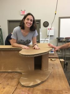 Picture of therapist making an adapted rocking chair.