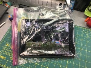 image of iPad in a Ziploc bag