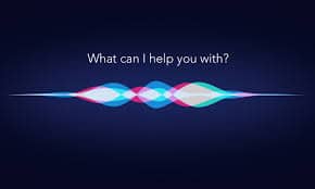 Image of Siri soundwave pattern on iPhone screen.