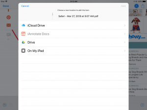 Image of screen for saving PDF to device or Google Drive