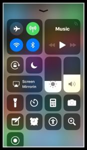 Image of control center on iPhone without AirDrop showing