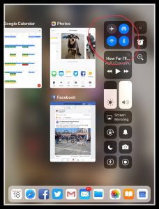 Image of Control Center on iPad running iOS 11
