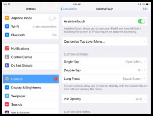 Image of Assistive Touch Settings on iPad