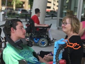 Image of ACES participant and SLP eating lunch
