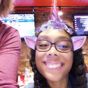 Image of ACES Participant with unicorn horn (MSQRD app)