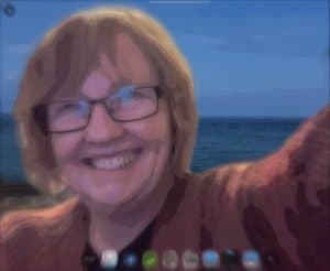 Background image of Newcomb Hollow Beach on Cape Cod and woman looking wistful 