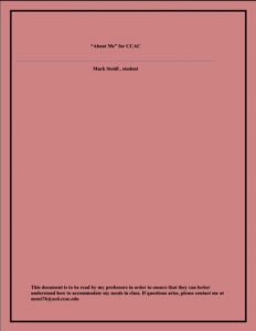 Cover of Mark's document for professors.