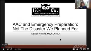 Opening slide for AAC and Emergency Preparation presentation with TechOWL logo.